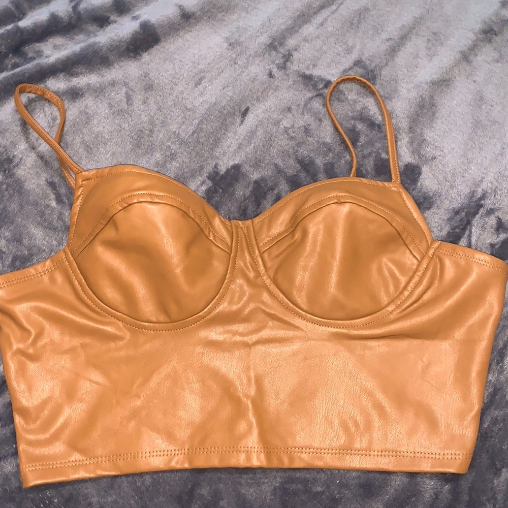 NWT FAUX LEATHER CROP TOP